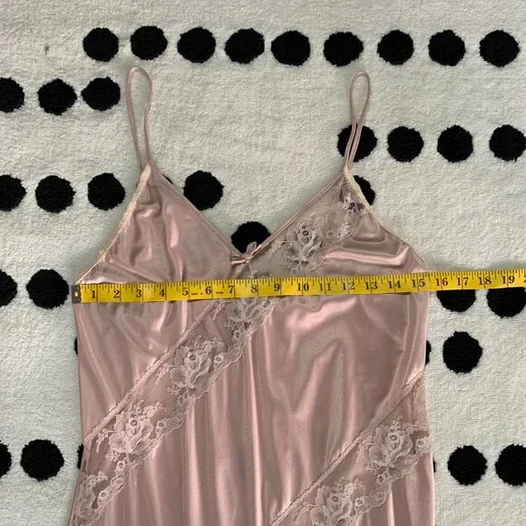 Vintage Y2K 90s Satin Sheer Lace Long Maxi Lingerie Slip Dress Nightgown - Picture 12 of 16